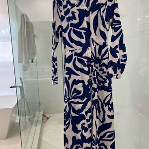 Blue and White Floral Jumpsuit